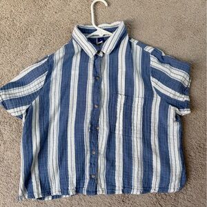 Old Navy Blue and White Striped Shirt